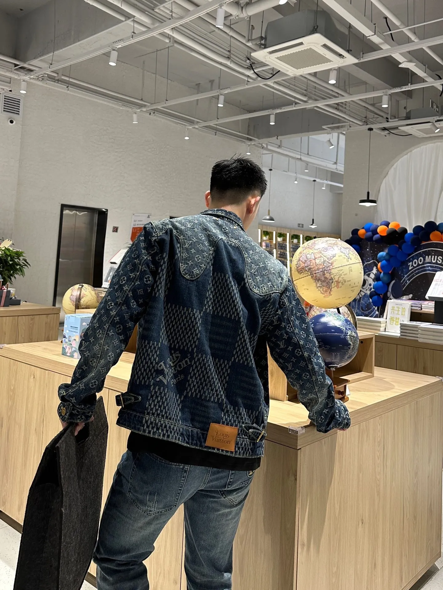 Louis Vuitton/Louis Vuitton Classic checkerboard washed denim jacket jacket